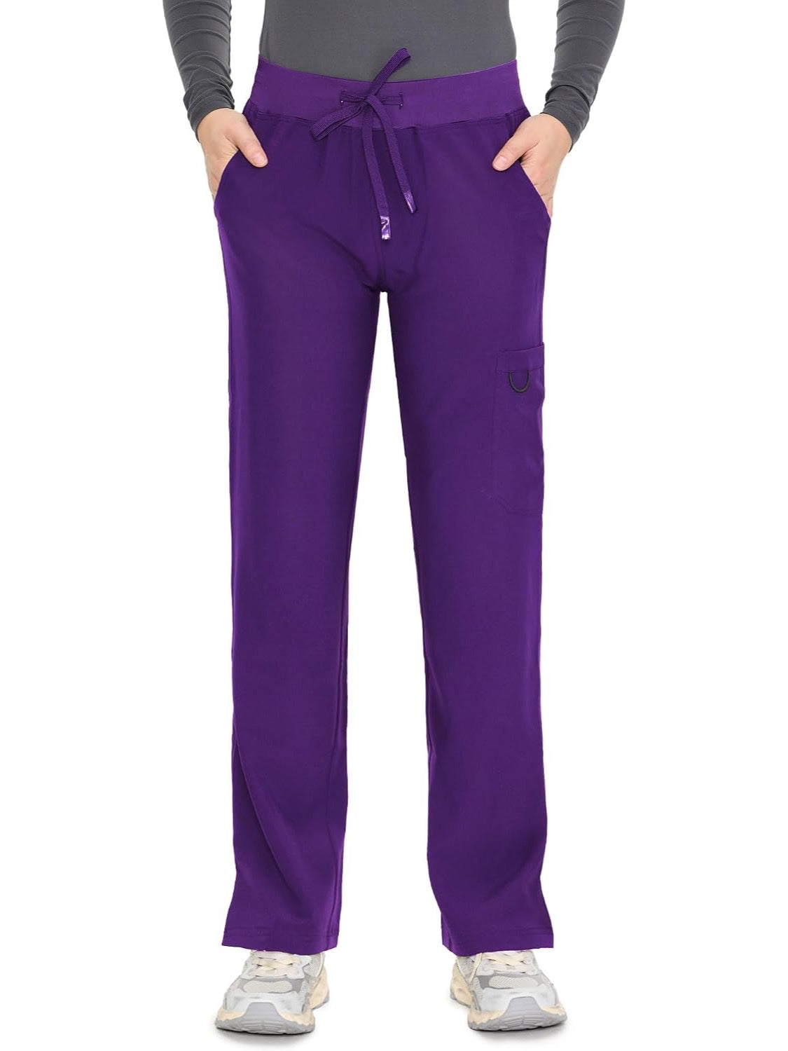 COZYFIT women's dark purple straight-leg cargo scrub pants - image 2