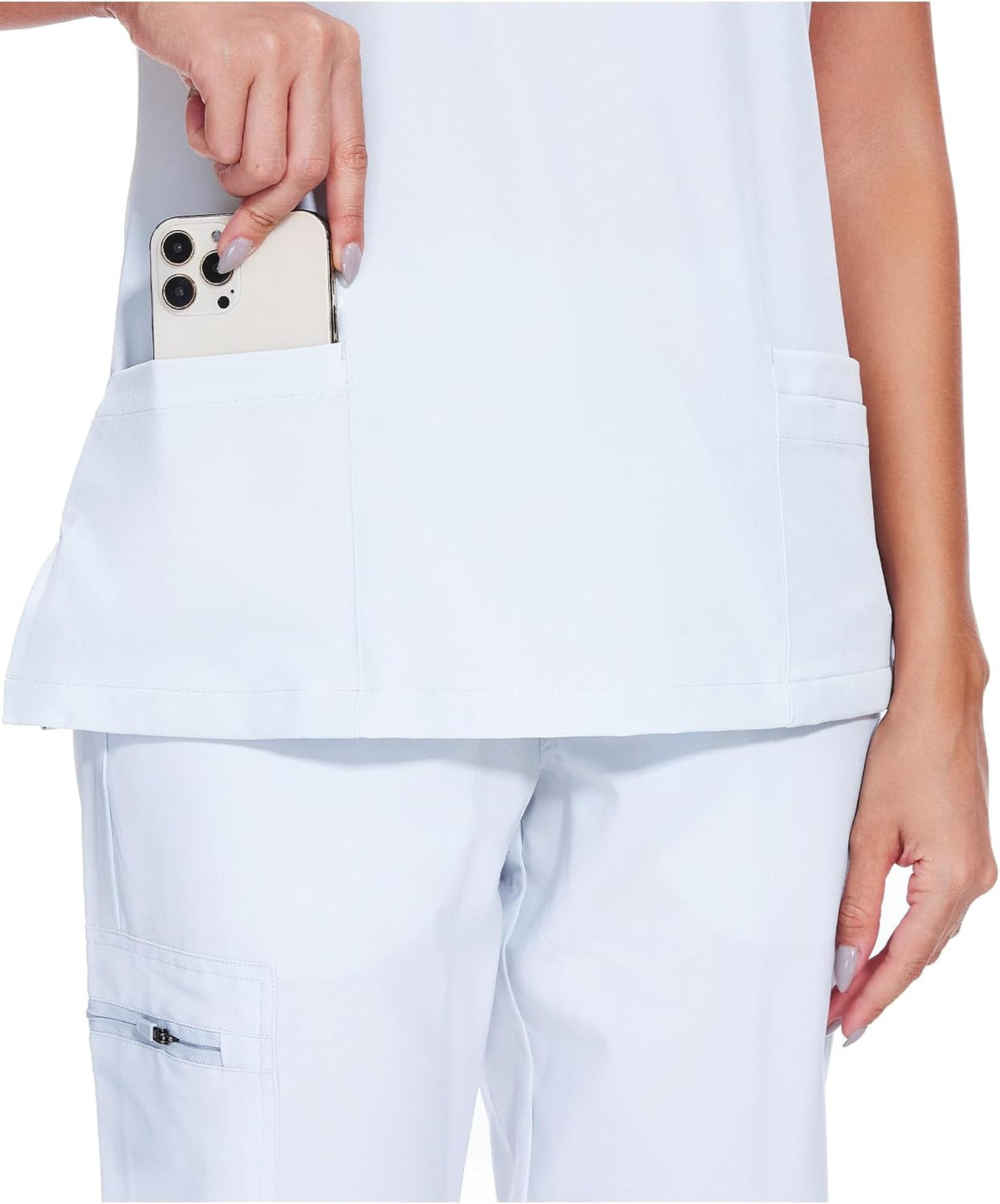 Luna V-Neck Scrub Top — Cloud White — 5