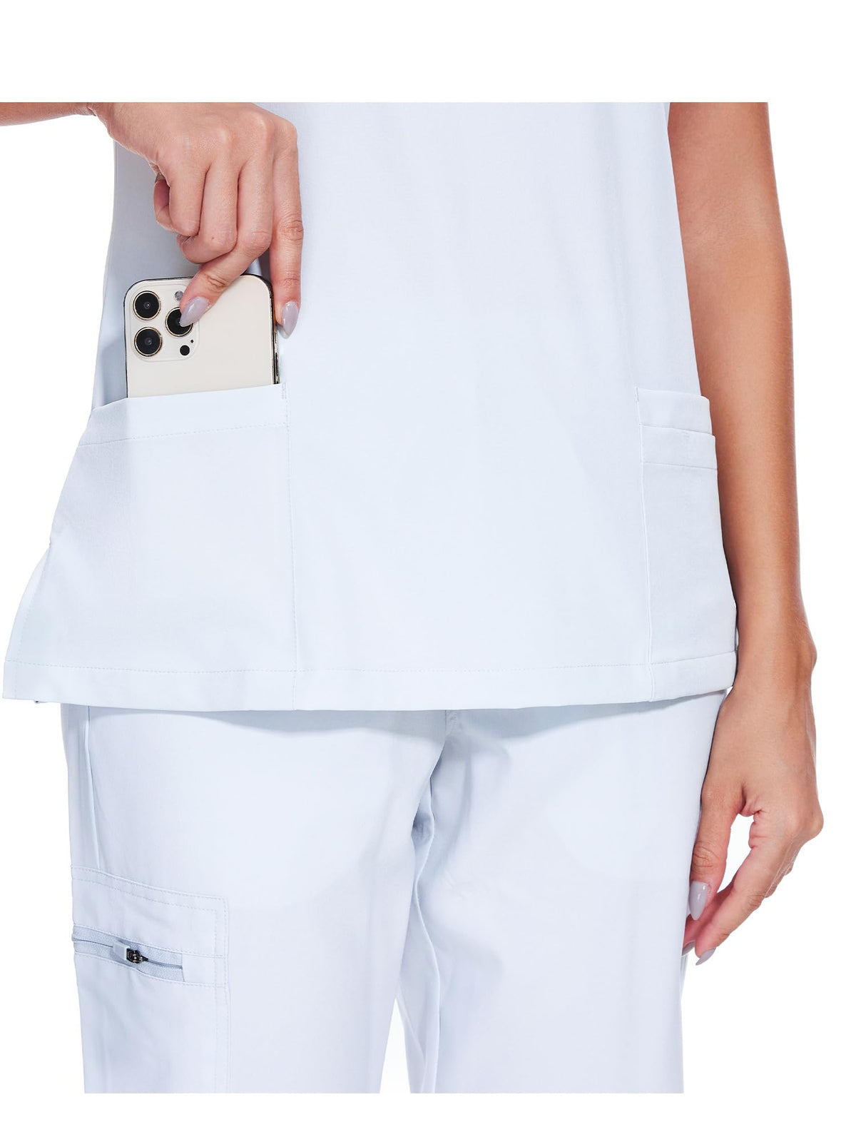 Luna V-Neck Scrub Top — Cloud White — 5