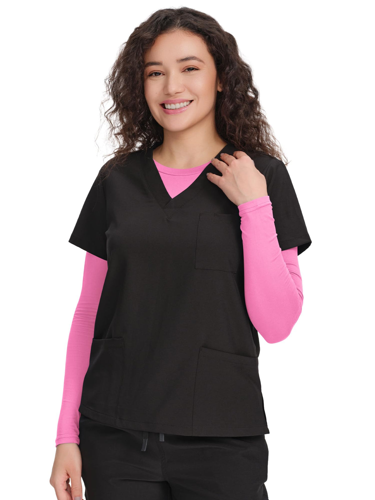 CSDD03 Women's 2-Pack Long-Sleeve Underscrub Top — Pink/Hot Pink — 6