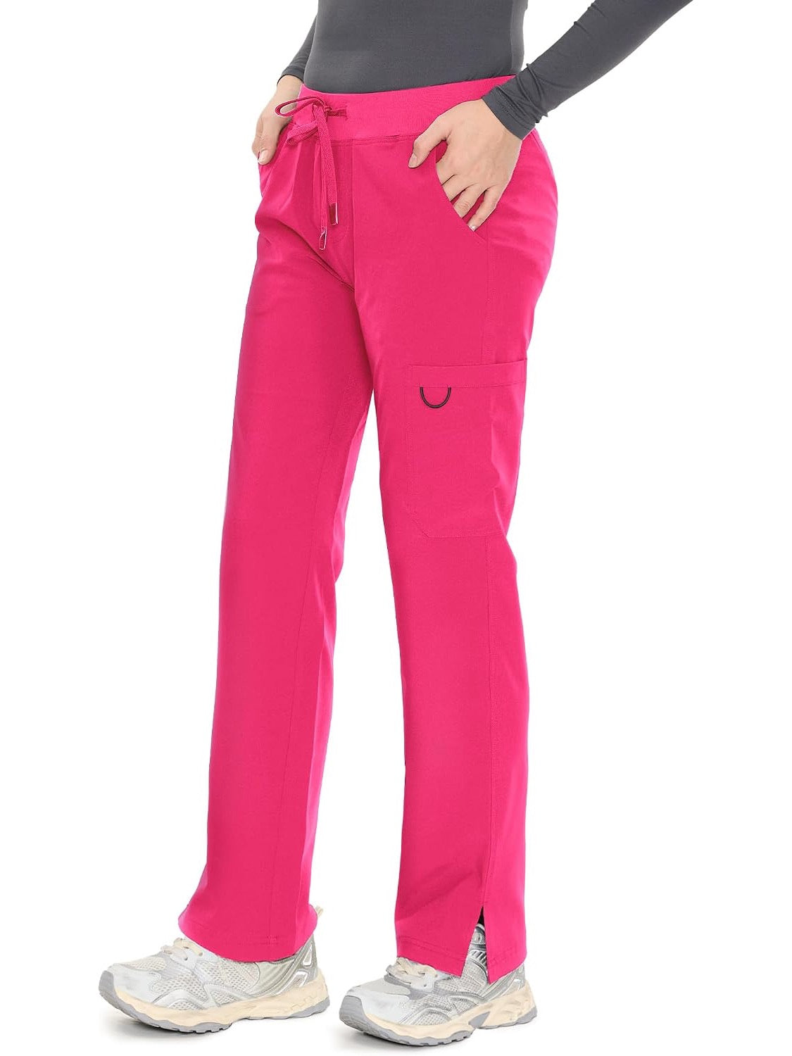 COZYFIT women's hot pink straight-leg cargo scrub pants - image 5
