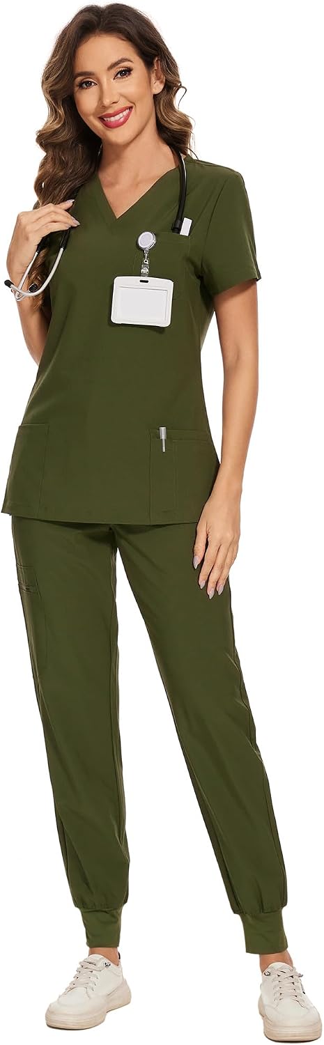 Luna Scrub Set — Olive Green — 1