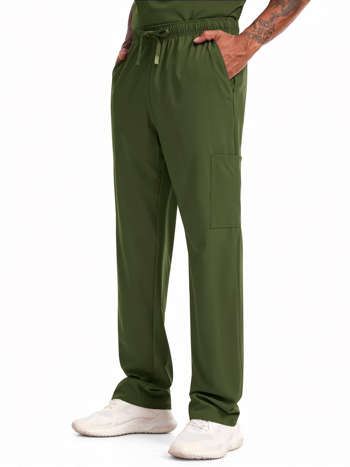CST11P11 Men's Straight-Leg Scrub Pants — Olive Green — 3