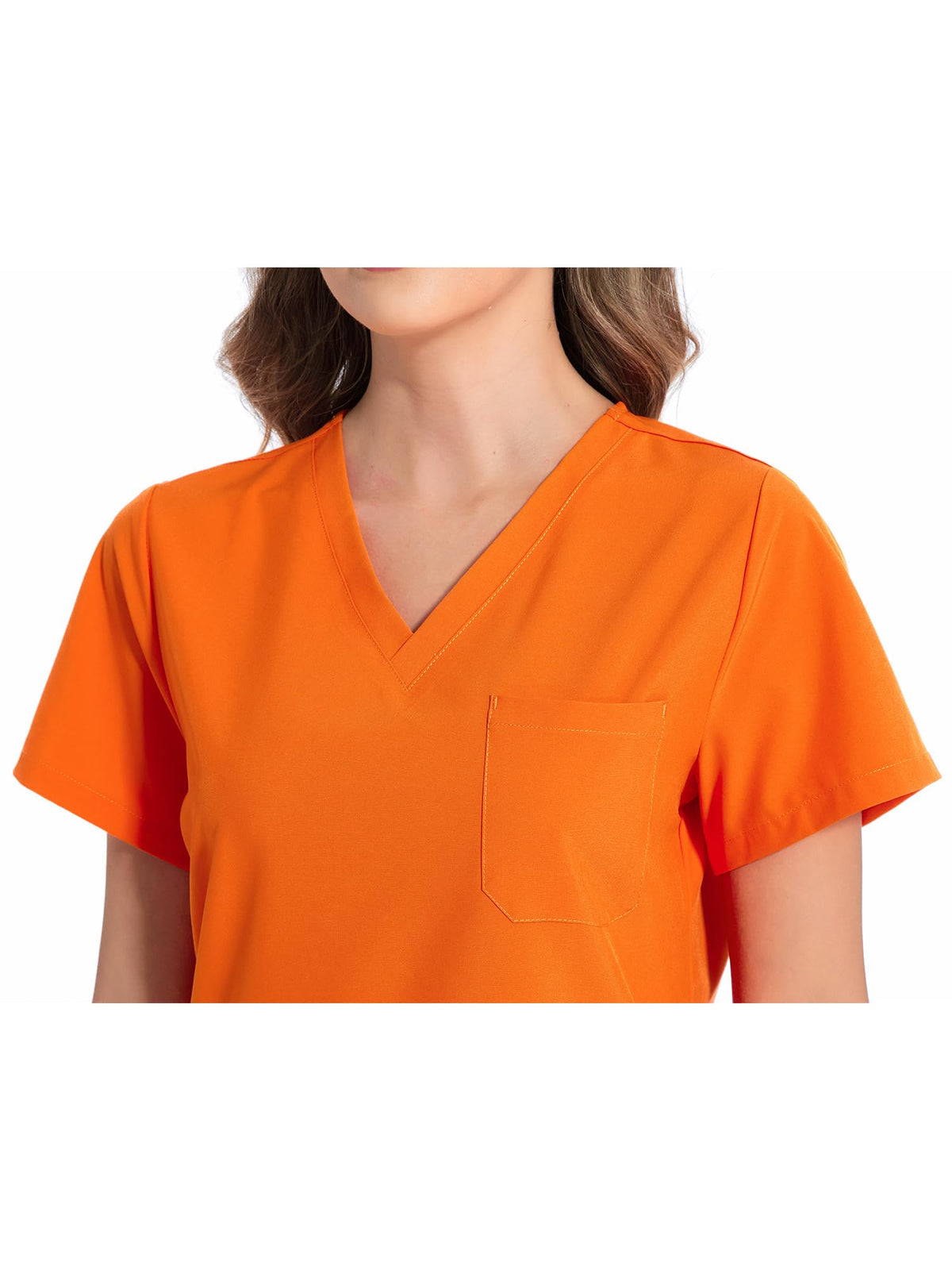 Luna V-Neck Scrub Top — Orange — 4