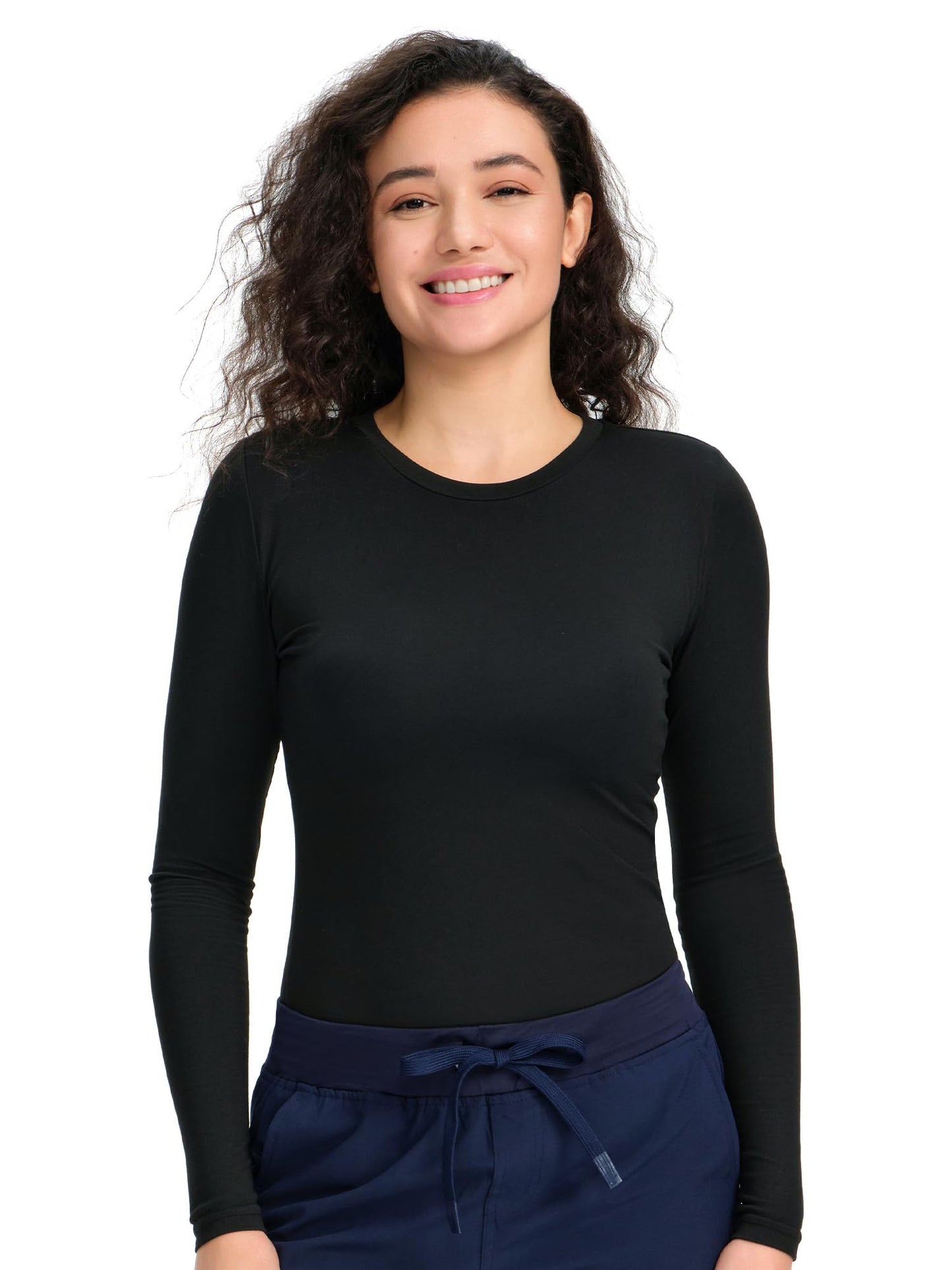 CSDD03 Women's 2-Pack Long-Sleeve Underscrub Top — Black/Black — 6