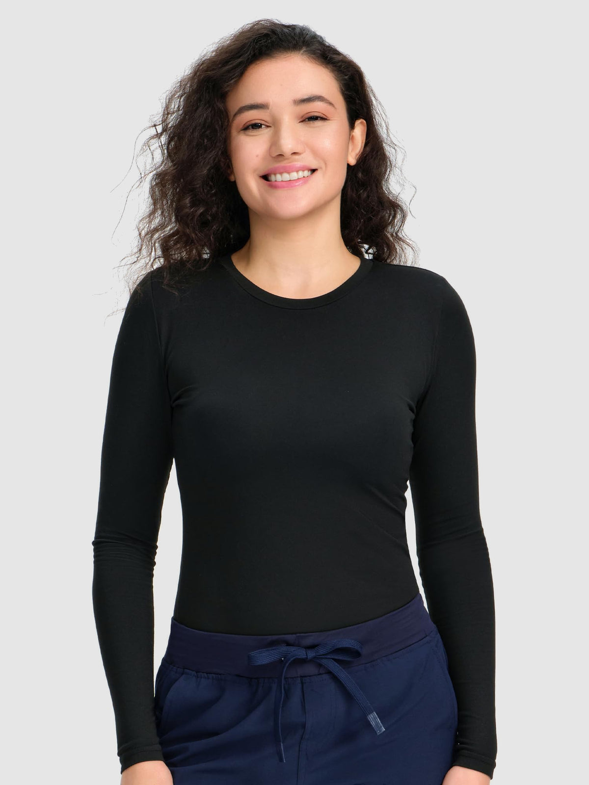 CSDD03 Women's 2-Pack Long-Sleeve Underscrub Top — Black/Black — 6