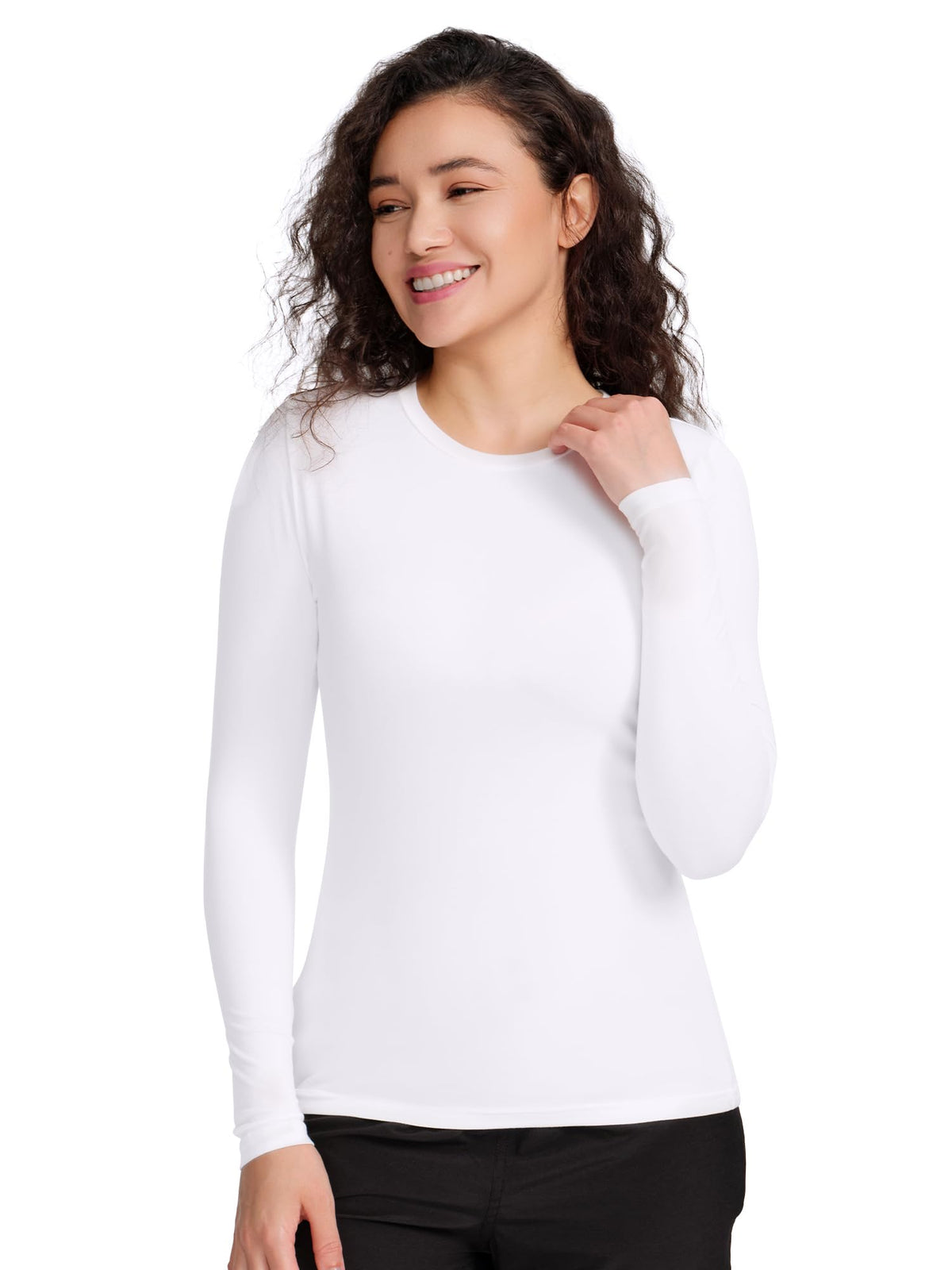 CSDD03 Women's 2-Pack Long-Sleeve Underscrub Top — Black/White — 2