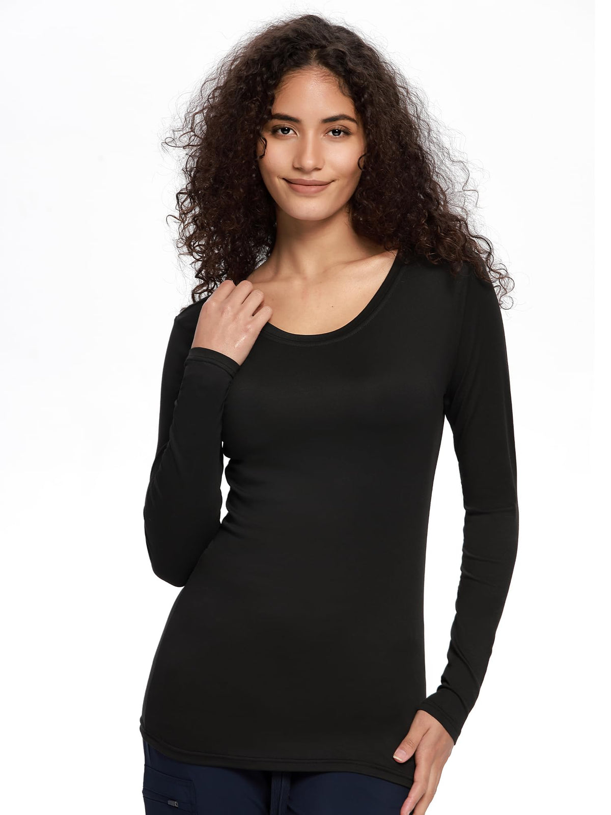 Mira Long Sleeve Crew Neck Underscrub 3-Pack — Black — 2