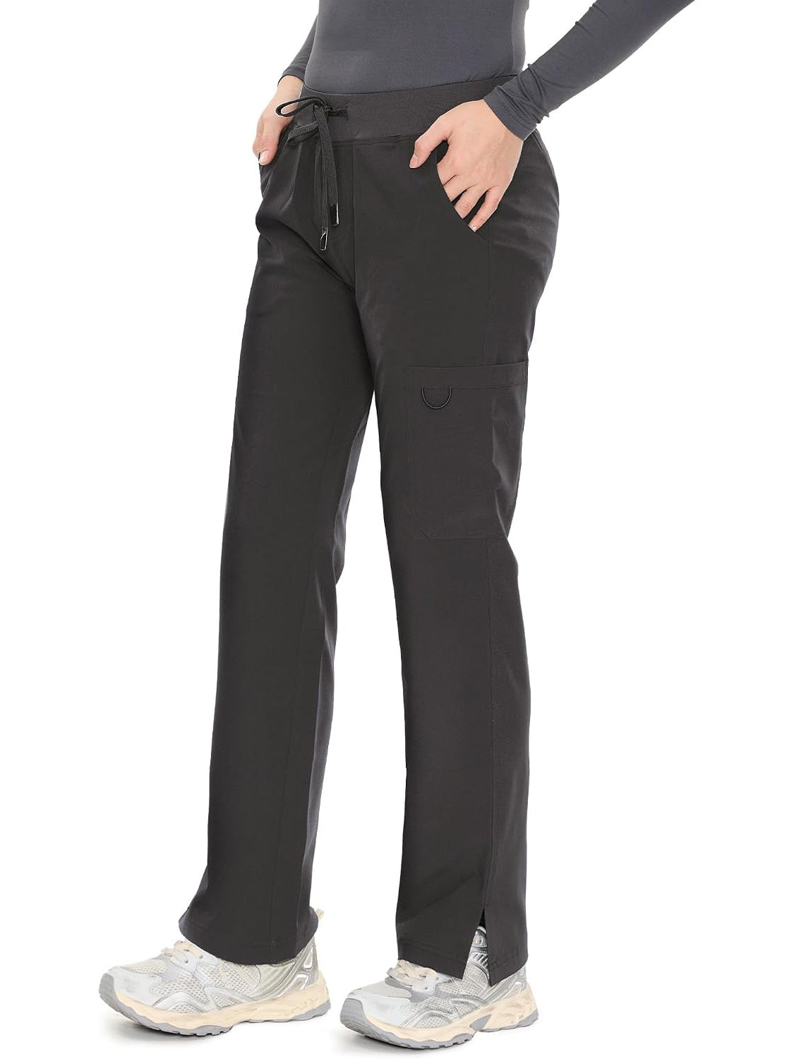 COZYFIT women's dark grey straight-leg cargo scrub pants - image 4