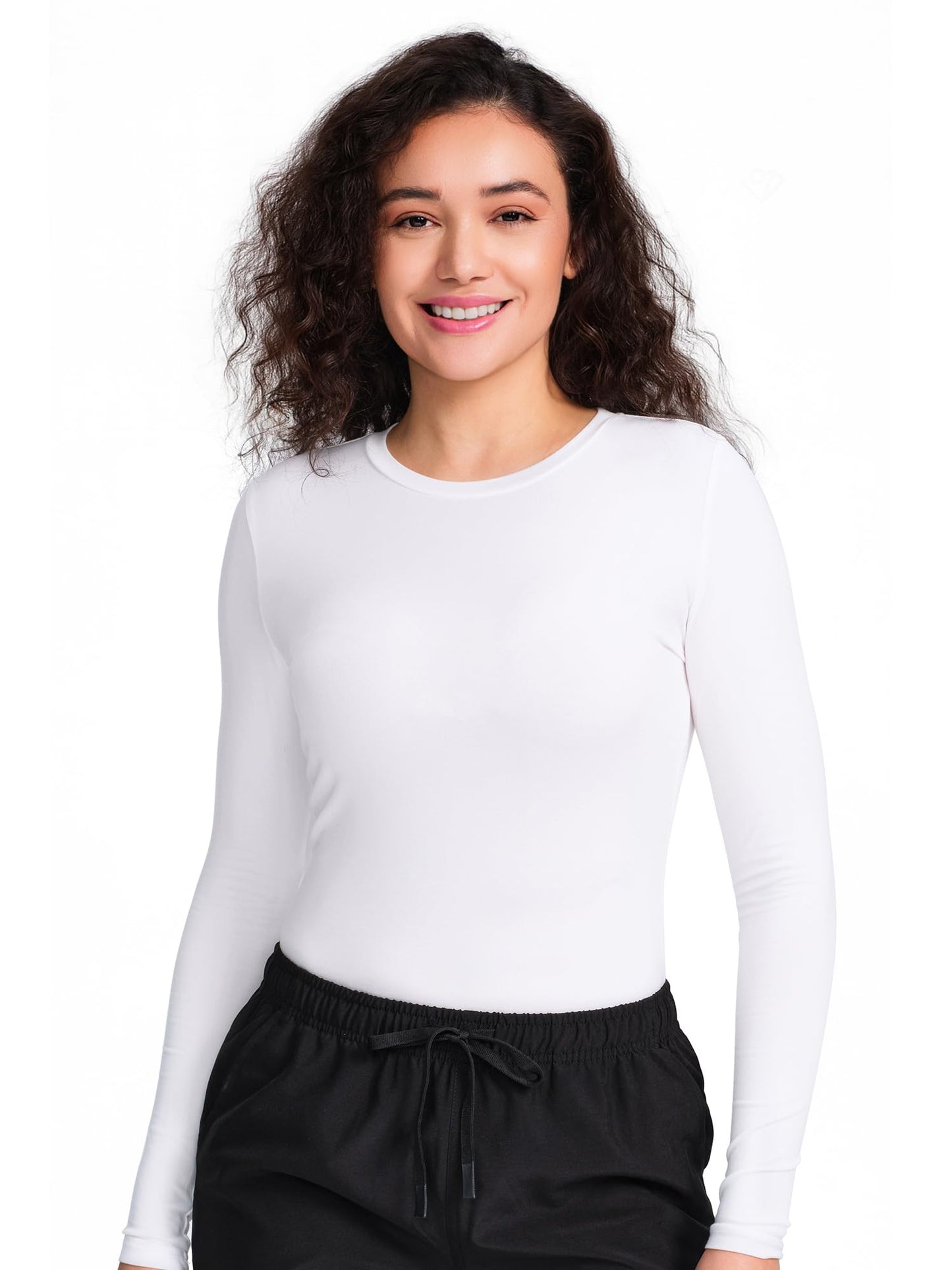 CSDD03 Women's 2-Pack Long-Sleeve Underscrub Top — White/White — 6