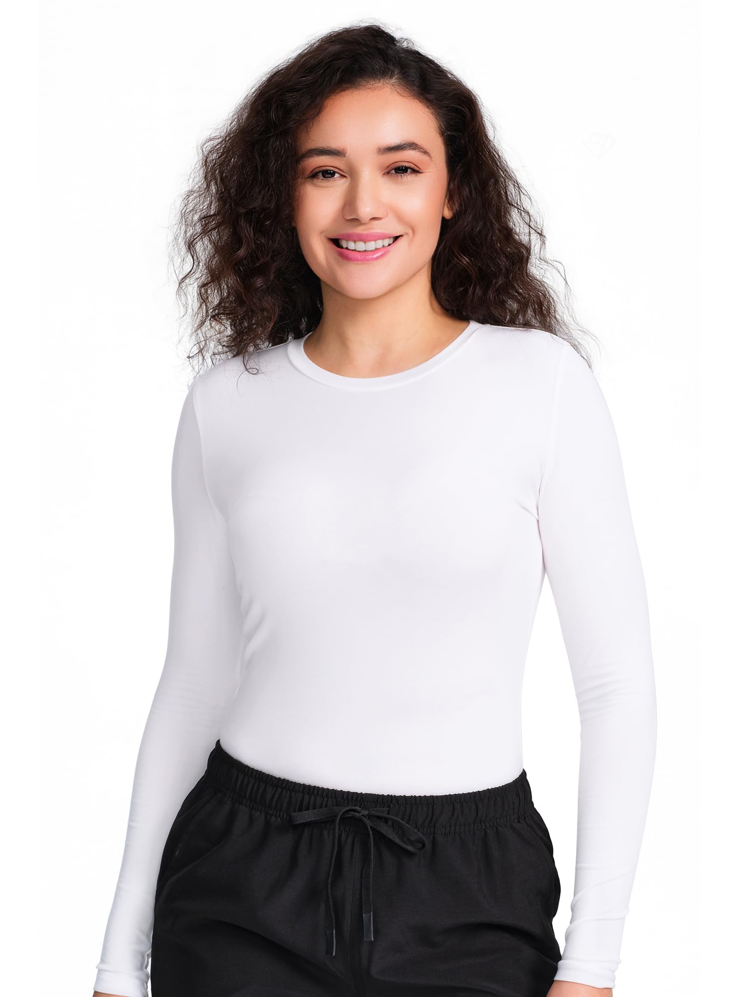 CSDD03 Women's 2-Pack Long-Sleeve Underscrub Top — White/White — 6