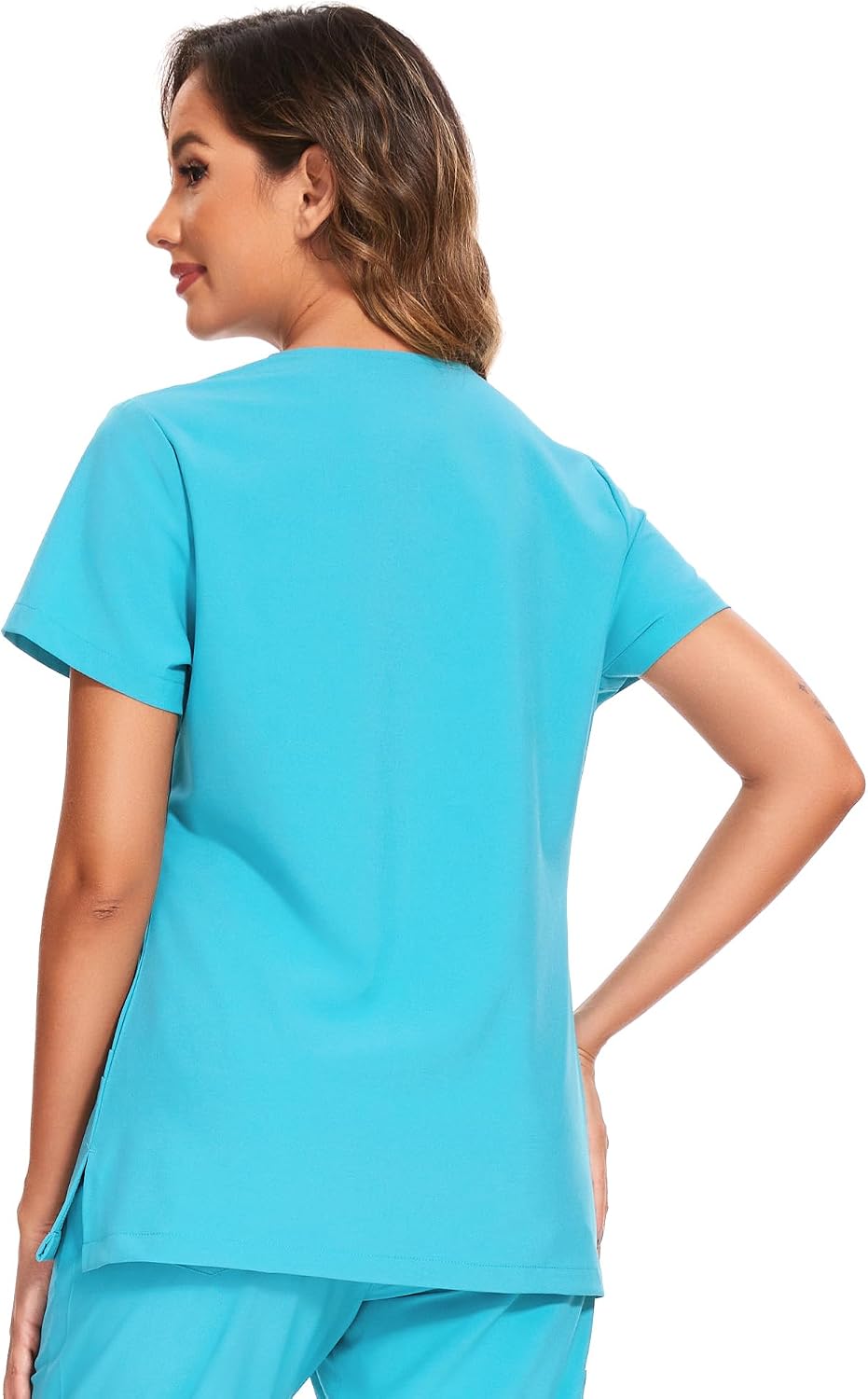 Luna V-Neck Scrub Top — Aqua Blue — 3