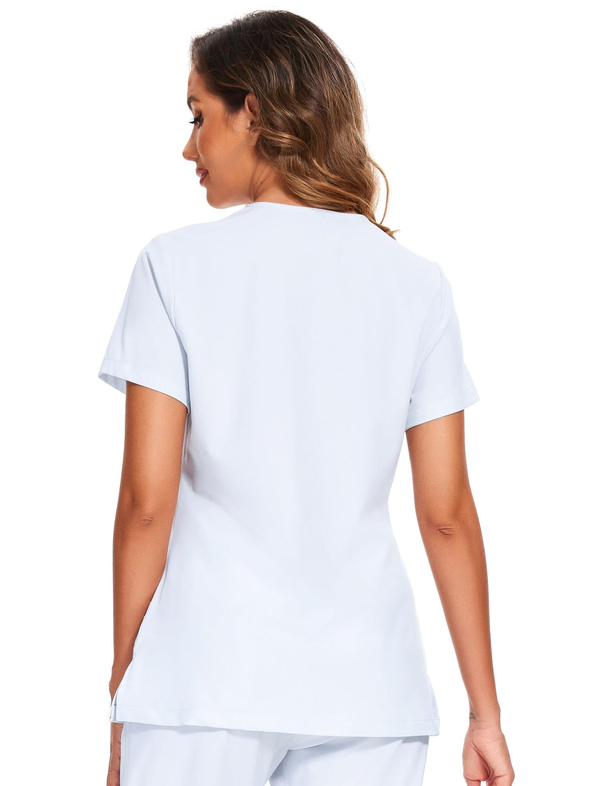 Luna V-Neck Scrub Top — Cloud White — 3