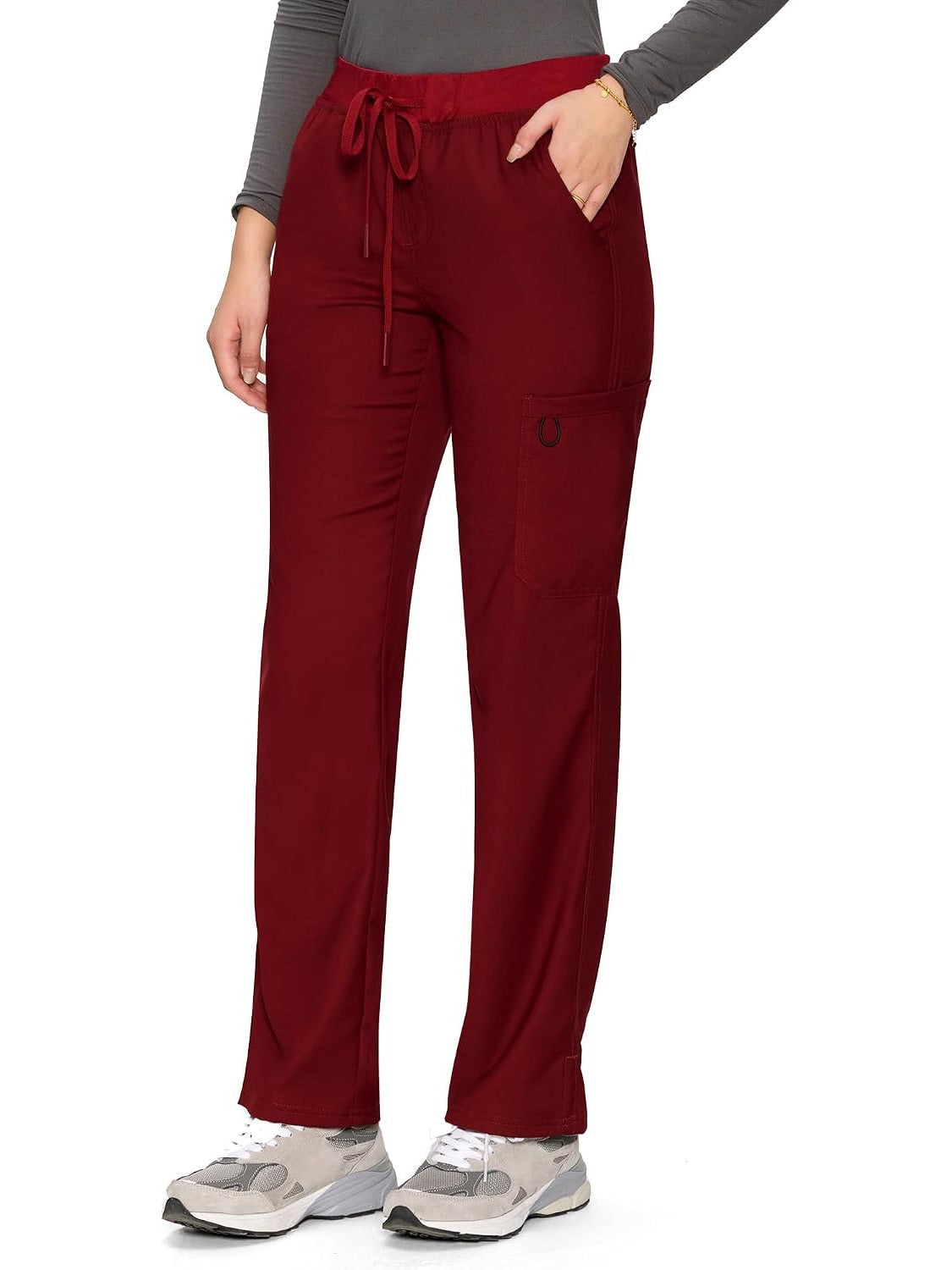 COZYFIT women's burgundy straight-leg cargo scrub pants - image 2