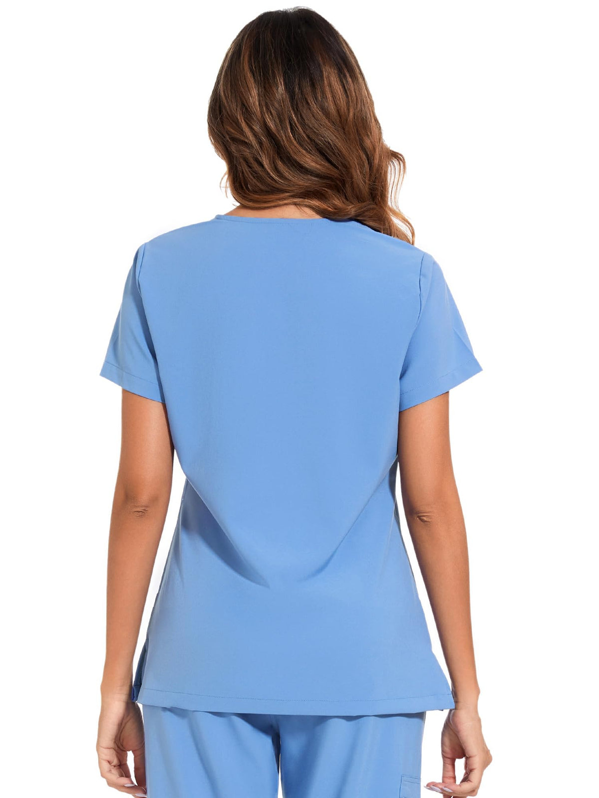 Luna V-Neck Scrub Top — True Ceil Blue — 3