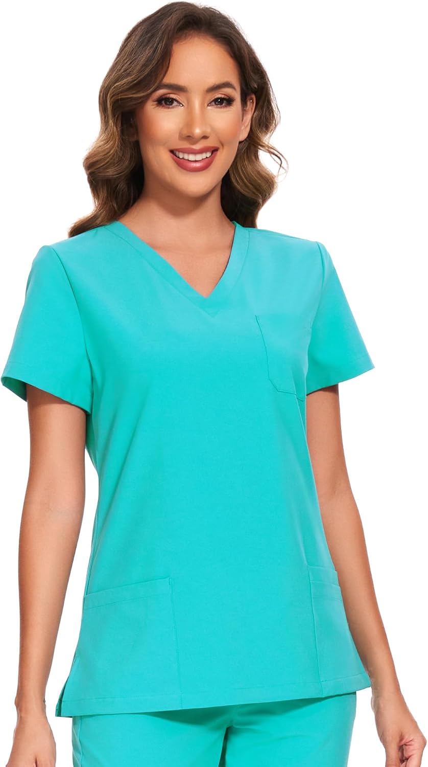 Luna V-Neck Scrub Top — Teal — 6
