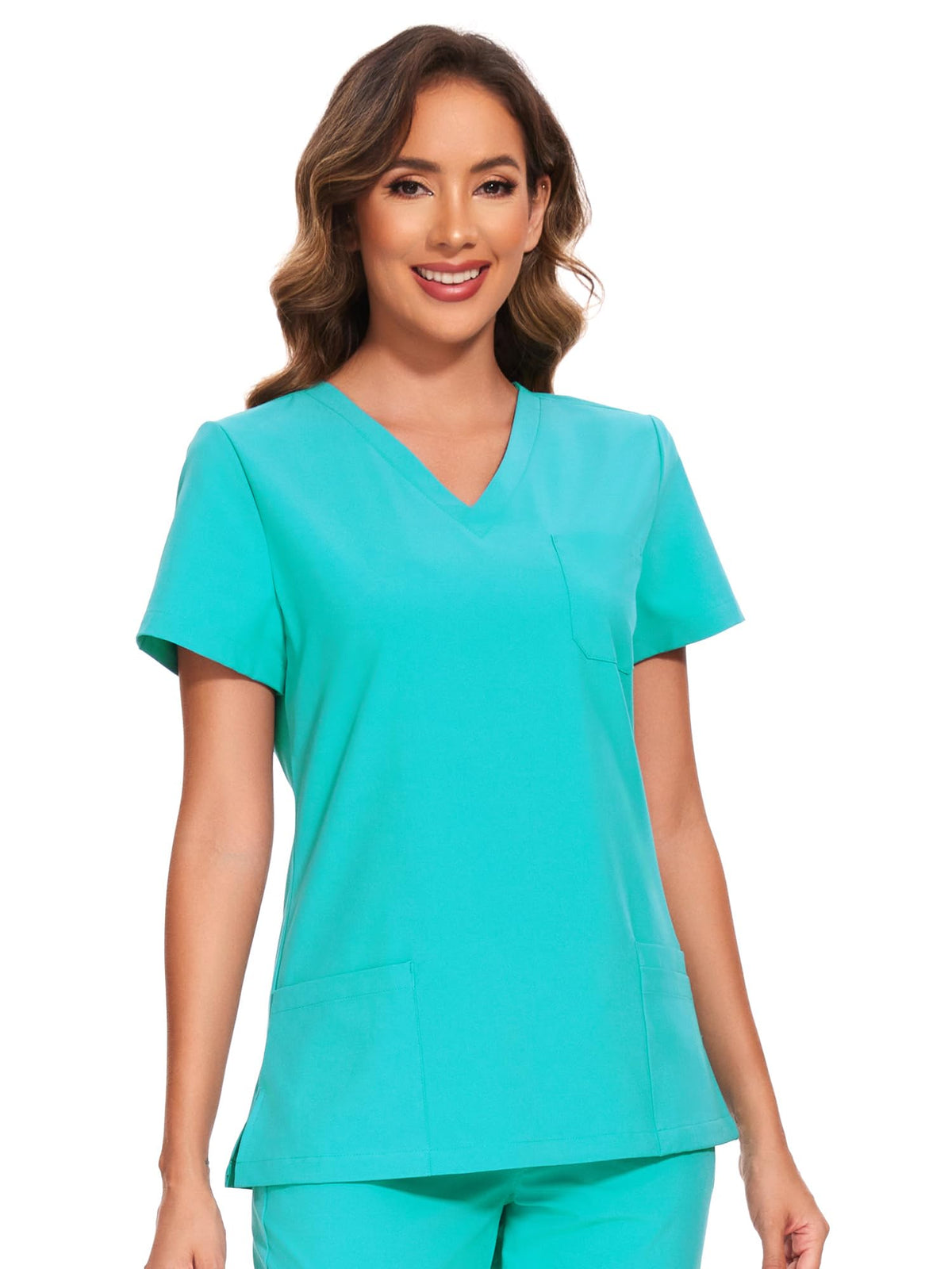 Luna V-Neck Scrub Top — Teal — 6