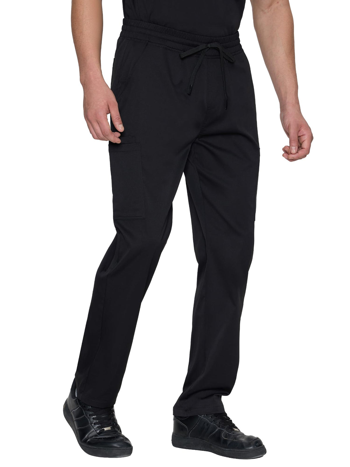 Orion Straight-Leg Scrub Pants, Black, Front Styling