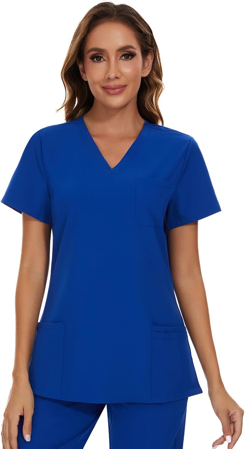 Luna V-Neck Scrub Top — Royal Blue — 2