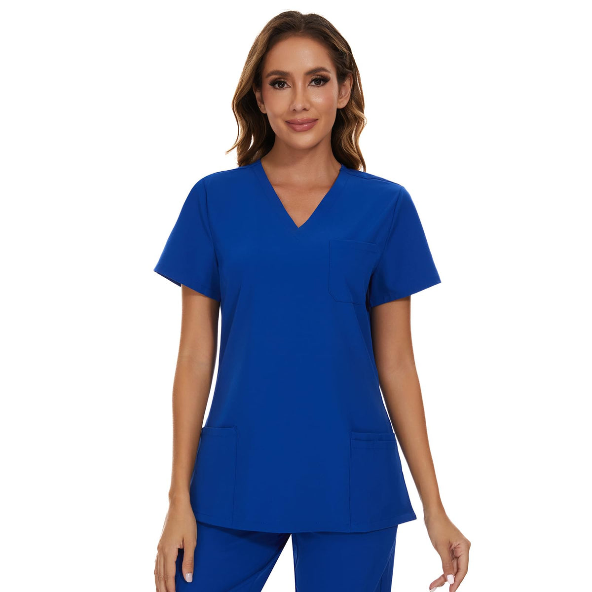 Luna V-Neck Scrub Top — Royal Blue — 2