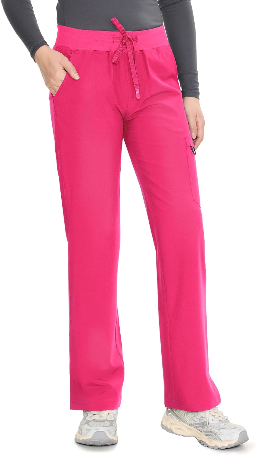 COZYFIT women's hot pink straight-leg cargo scrub pants - image 8