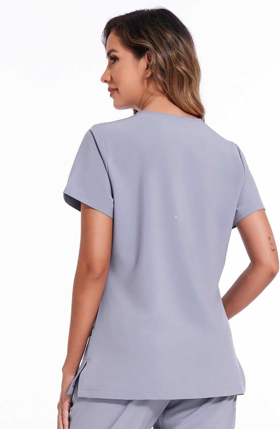 Luna V-Neck Scrub Top — Light Grey — 3