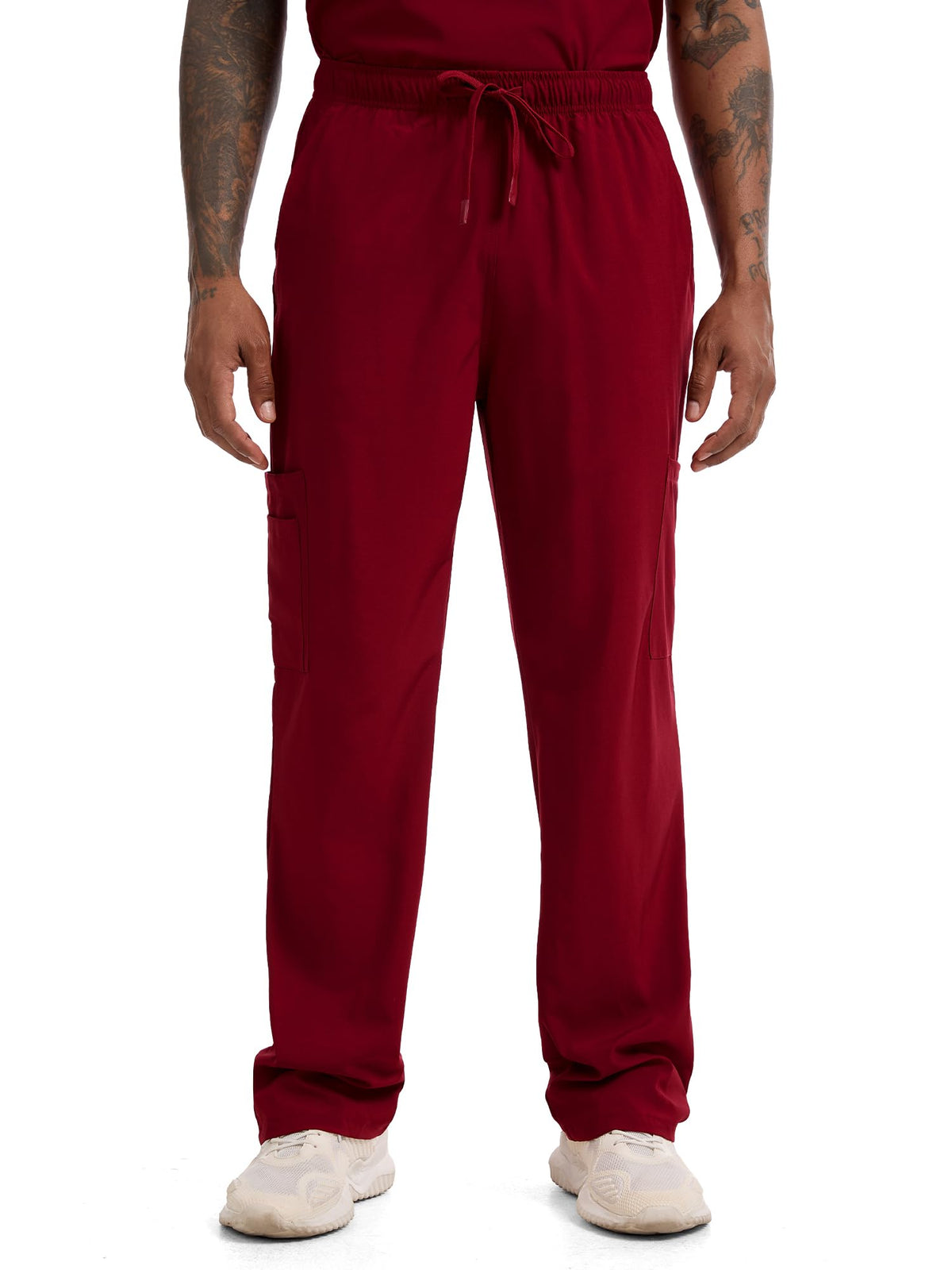 CST11P11 Men's Straight-Leg Scrub Pants — Burgundy — 1