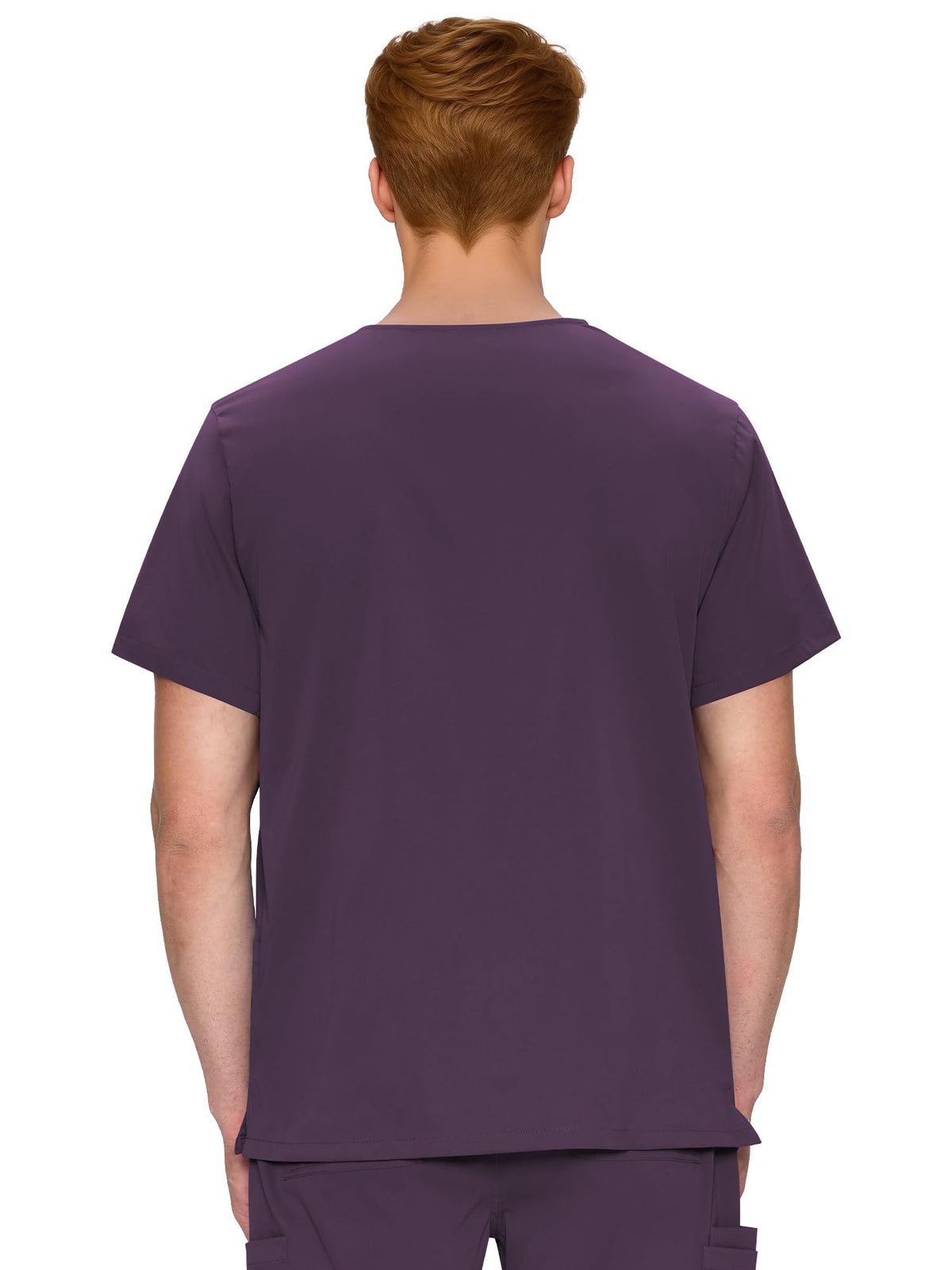 Orion V-Neck Scrub Top, Purple, Back View