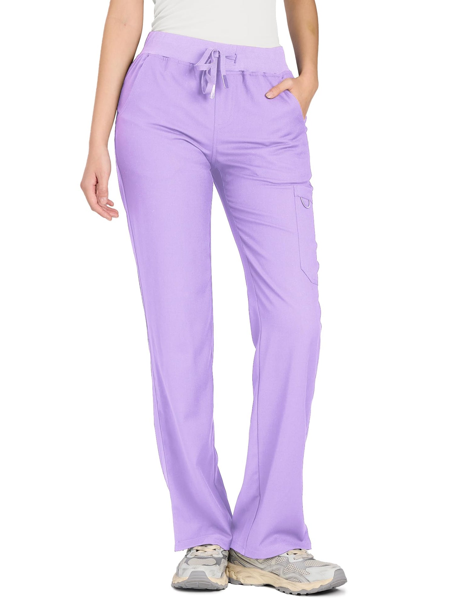 COZYFIT women's light purple straight-leg cargo scrub pants