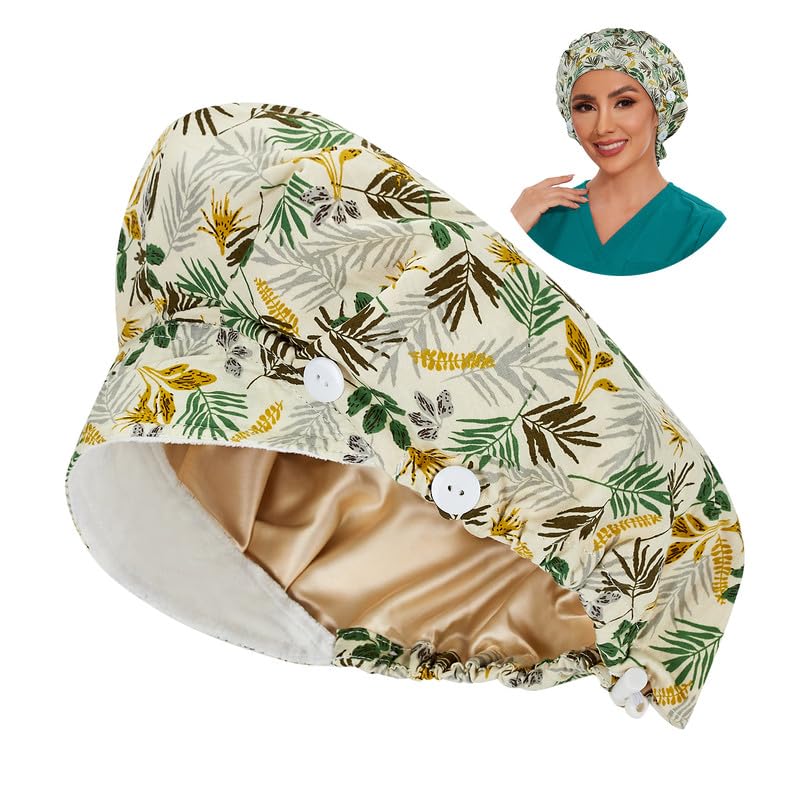 Adjustable Button Scrub Cap — B10- Safari Mist — Satin Lined — 1