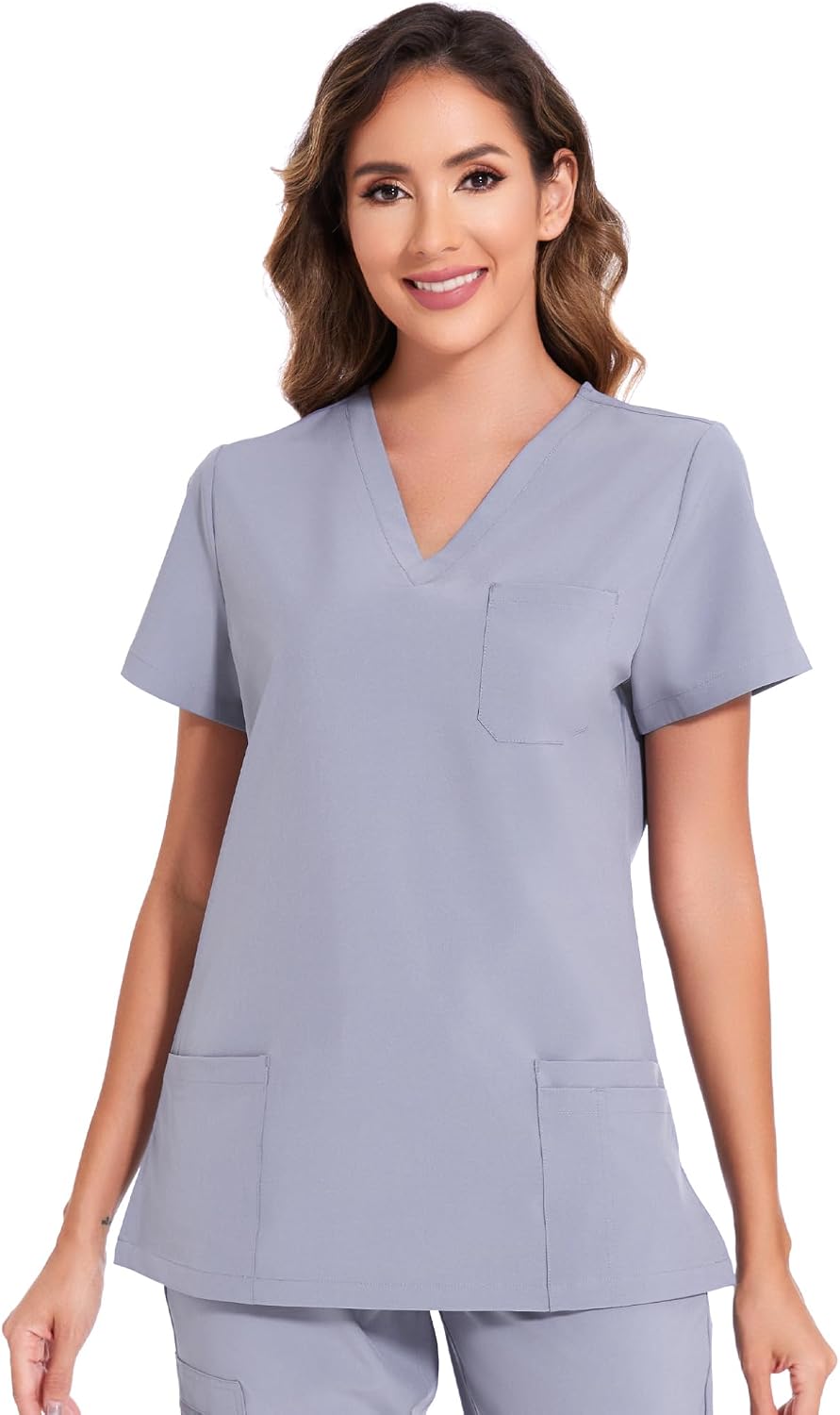 Luna V-Neck Scrub Top — Light Grey — 6
