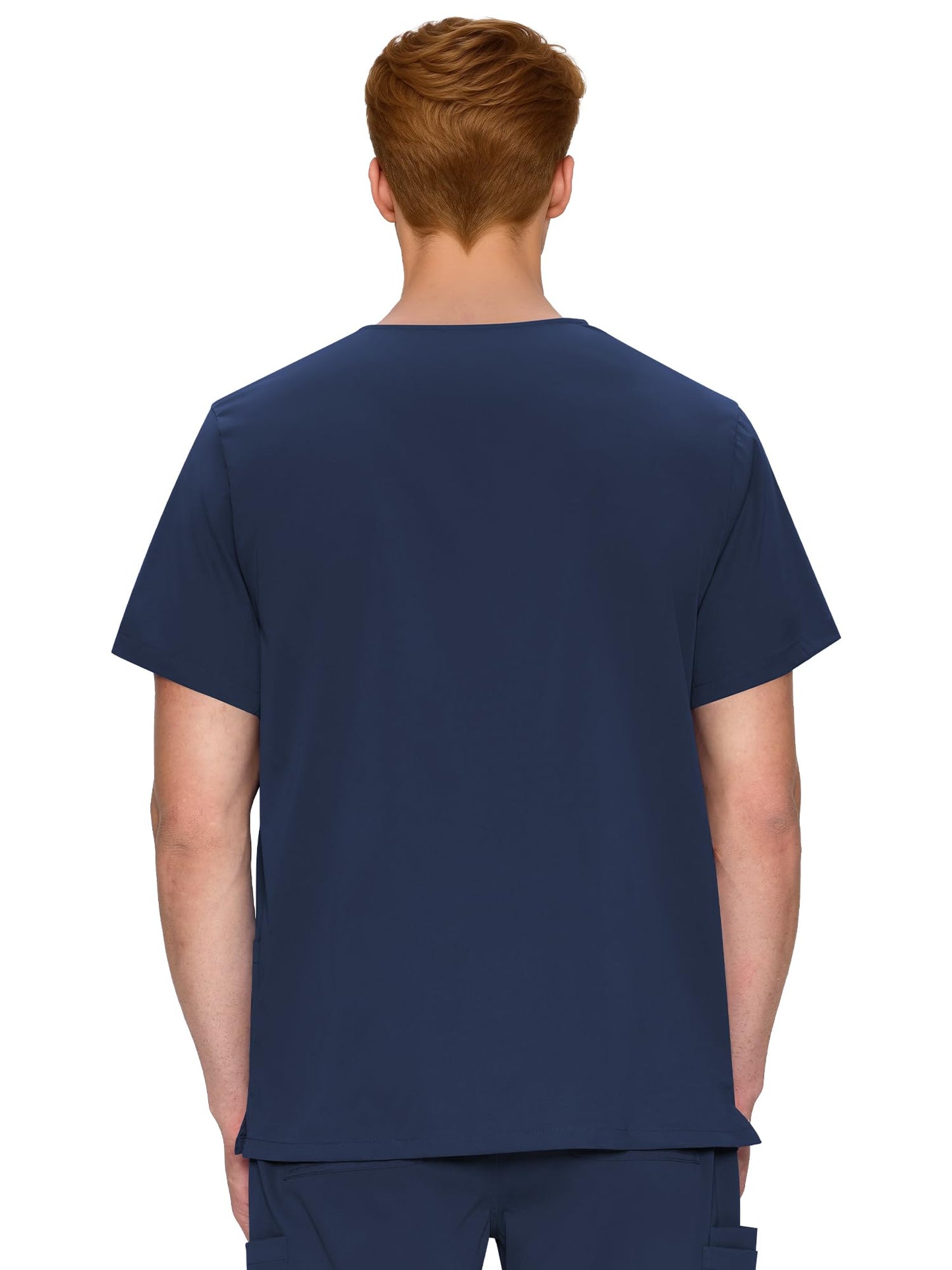 Orion V-Neck Scrub Top, Navy Blue, Back View