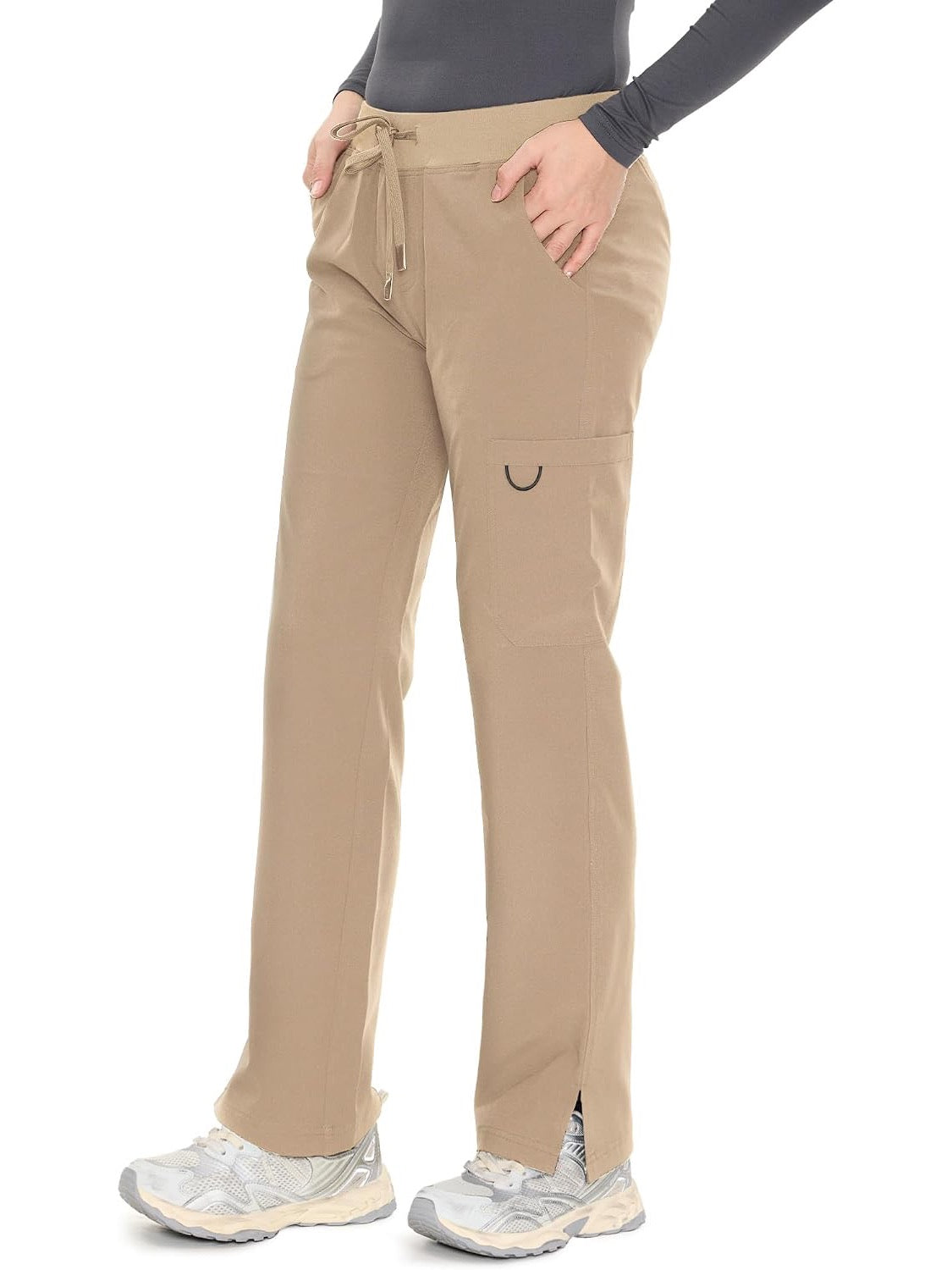 COZYFIT women's khaki straight-leg cargo scrub pants - image 4