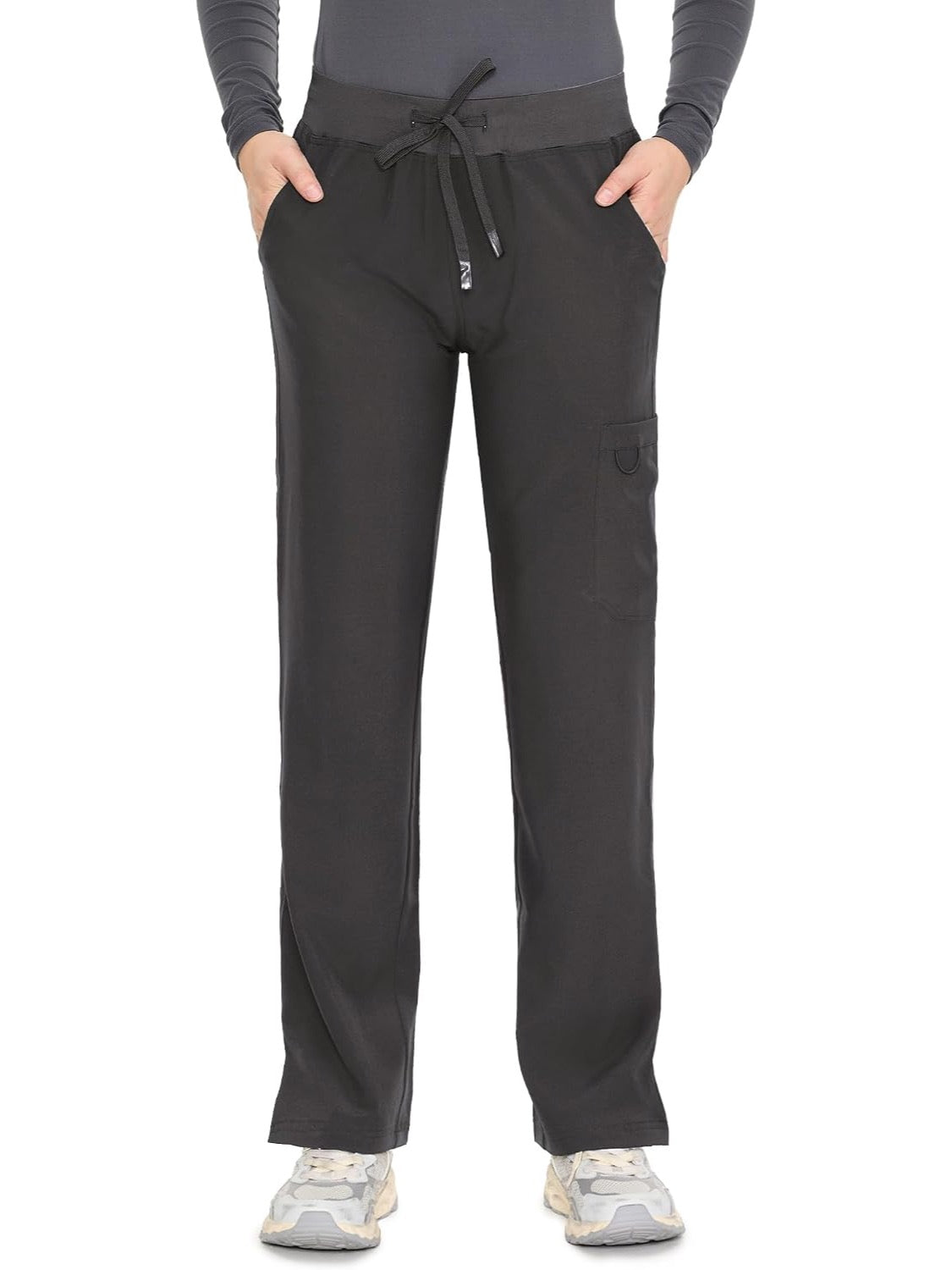 COZYFIT women's dark grey straight-leg cargo scrub pants - image 2