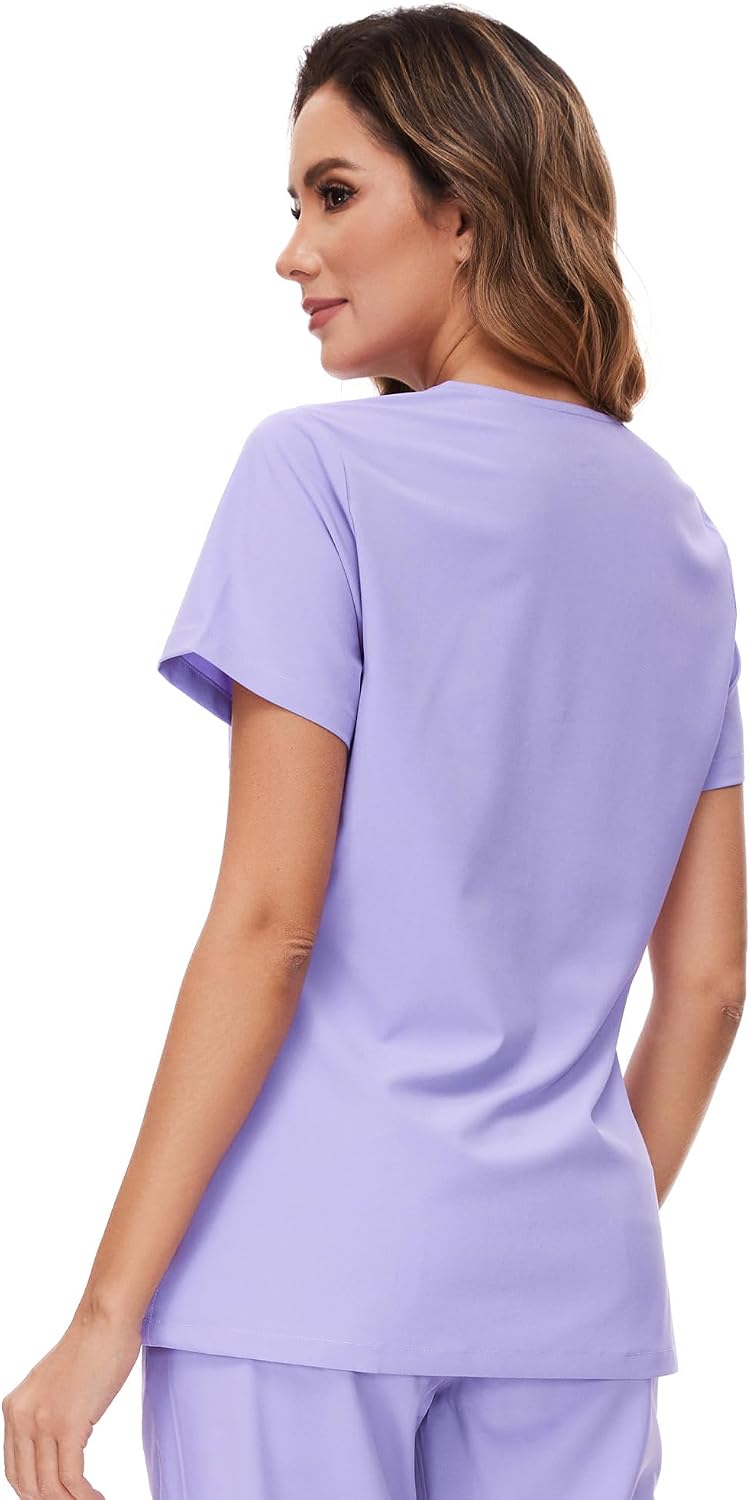 Luna V-Neck Scrub Top — Light Purple — 3