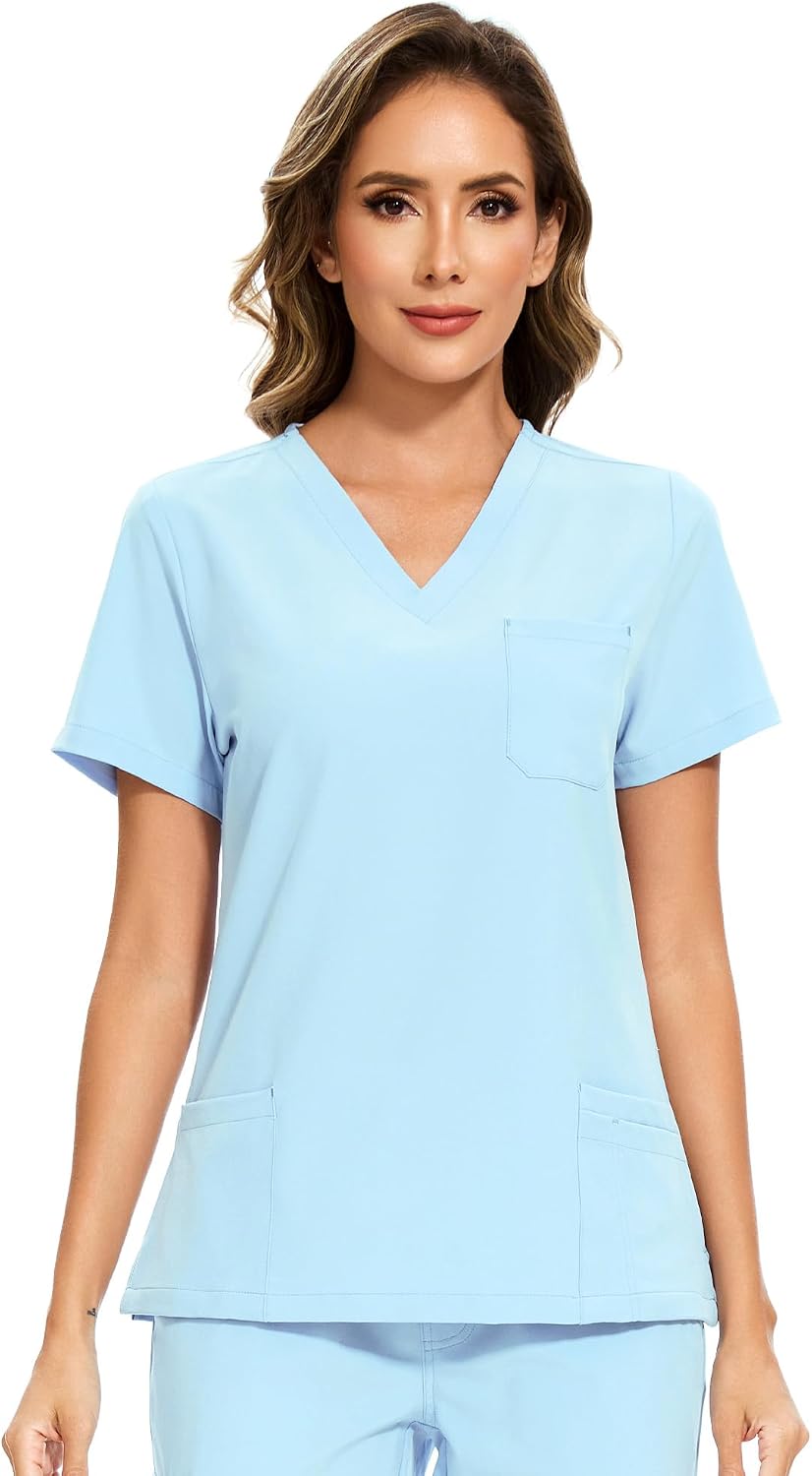 Luna V-Neck Scrub Top — Baby Blue — 6