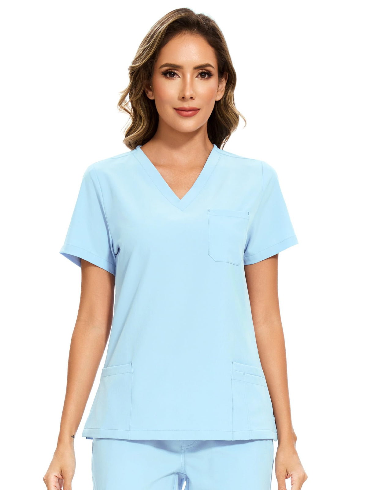 Luna V-Neck Scrub Top — Baby Blue — 6