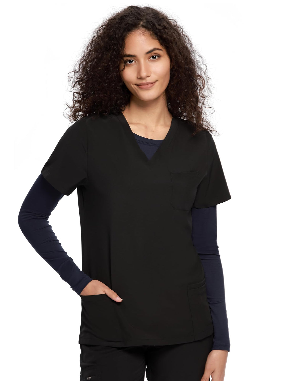 Mira Long Sleeve Crew Neck Underscrub 2-Pack — Navy Blue/Navy Blue — 5