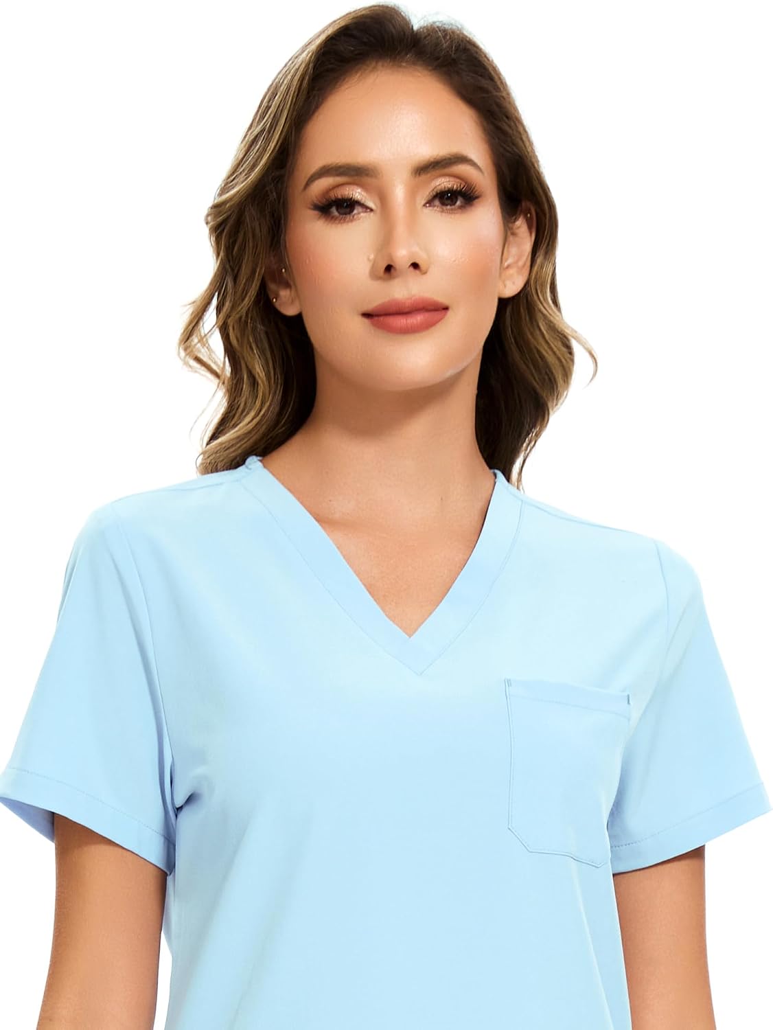 Luna V-Neck Scrub Top — Baby Blue — 4