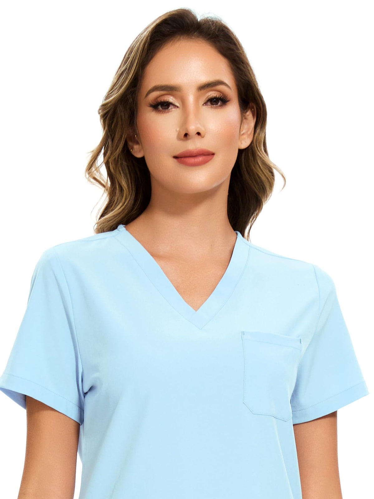 Luna V-Neck Scrub Top — Baby Blue — 4