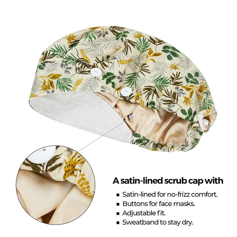 Adjustable Button Scrub Cap — B10- Safari Mist — Satin Lined — 2
