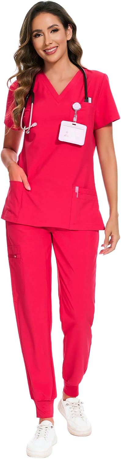 Luna Scrub Set — Rose Red — 1