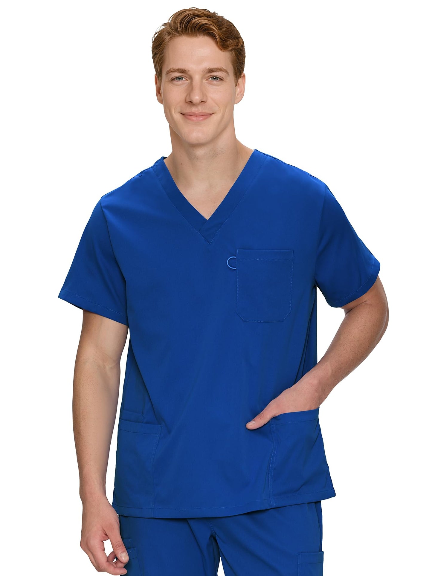 Orion V-Neck Scrub Top, Royal Blue, Front View
