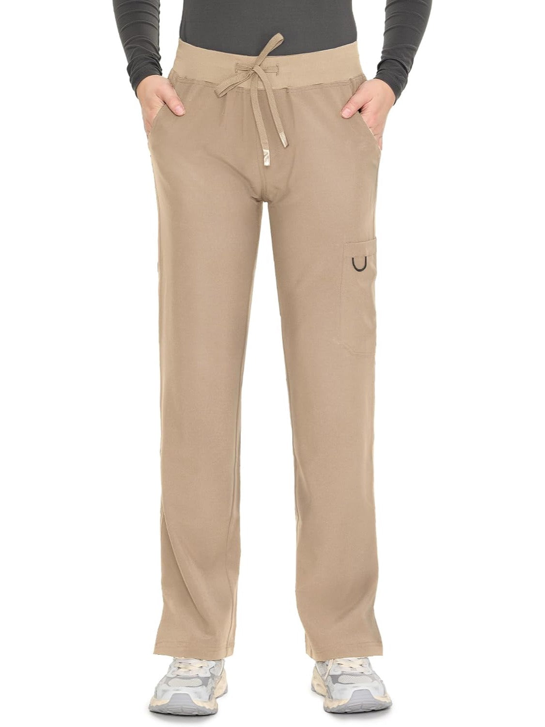 COZYFIT women's khaki straight-leg cargo scrub pants - image 2