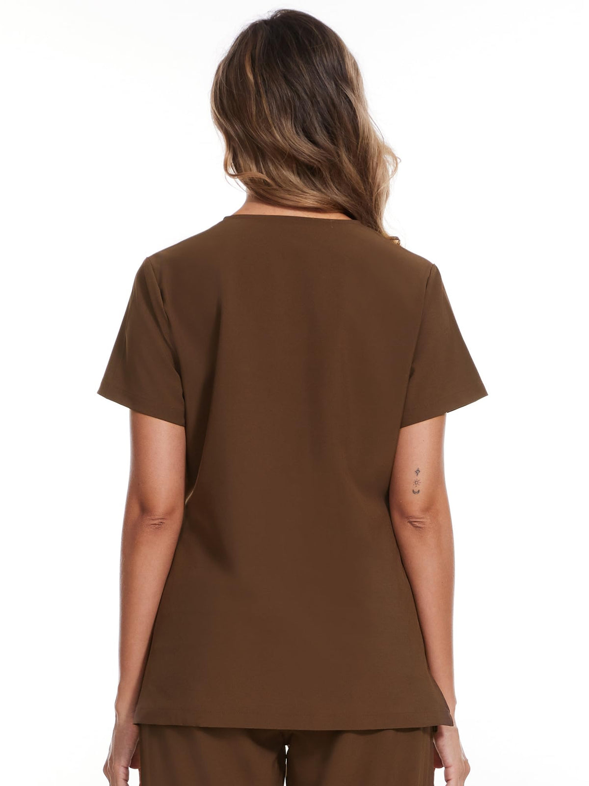 Luna V-Neck Scrub Top — Brown — 3