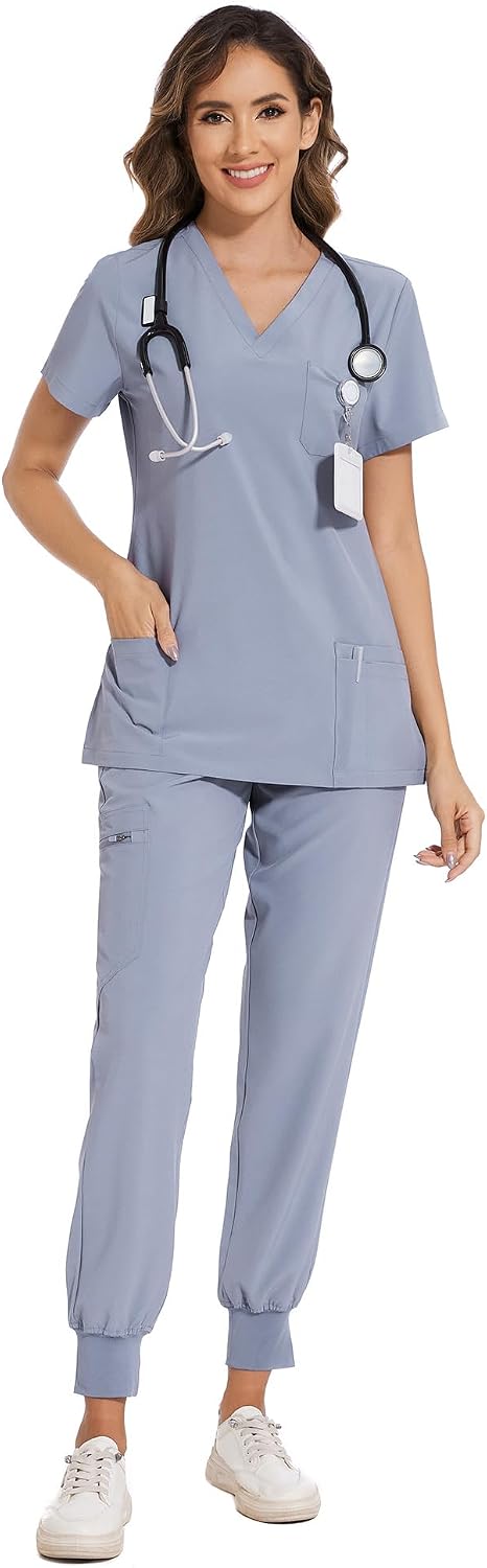 Luna Scrub Set — Light Grey — 1
