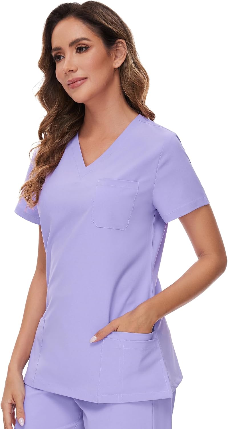 Luna V-Neck Scrub Top — Light Purple — 2