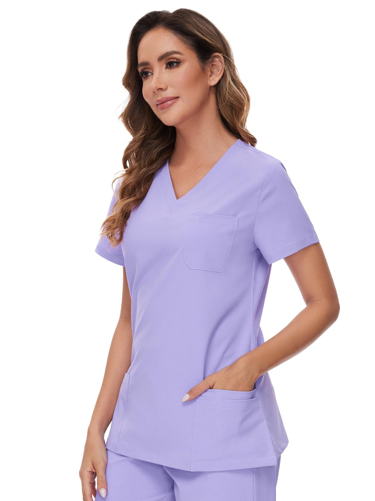 Luna V-Neck Scrub Top — Light Purple — 2