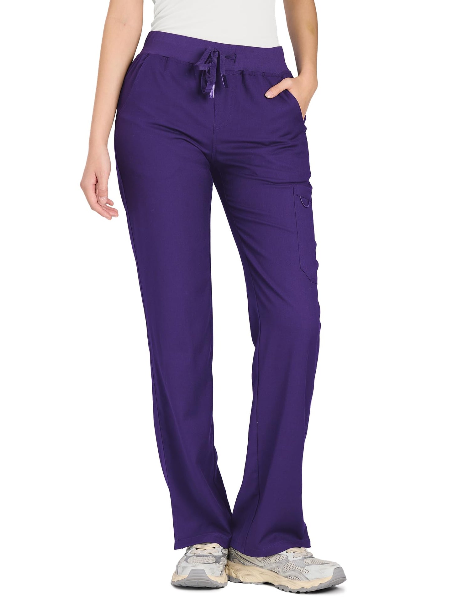 COZYFIT women's purple straight-leg cargo scrub pants