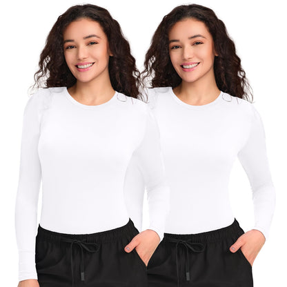 CSDD03 Women's 2-Pack Long-Sleeve Underscrub Top — White/White — 1